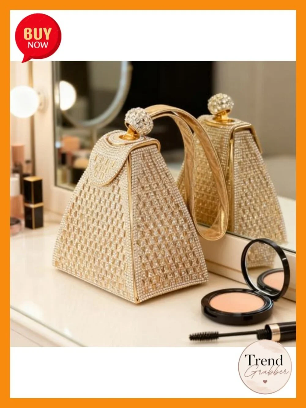 Rhinestone Pyramid Clutch Bag for Evening Parties